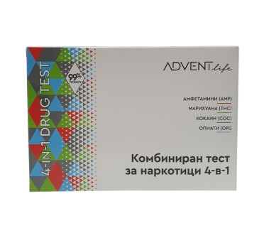 ТЕСТ ЗА НАРК. МАРИХУАНА/АМФ/КОКАИН/ОПИАТИ 4в1 ADVENT LIFE